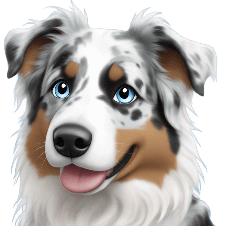 Blue Merle Australian shepherd black, grey and white and bright blue eyes emoji