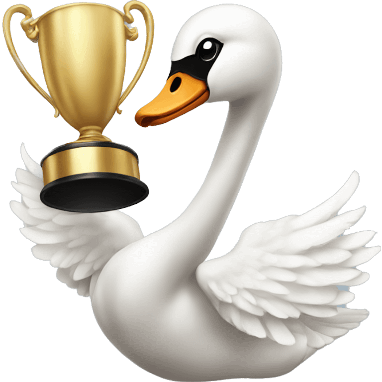 swan holding a trophy above its head emoji