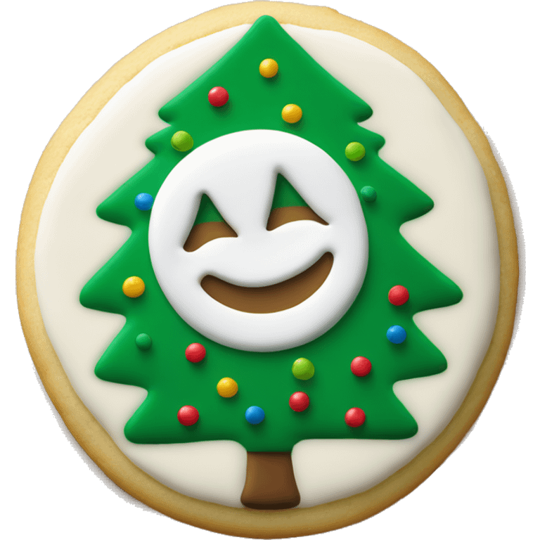 One round Pillsbury Christmas sugar cookie with a green Christmas tree in the middle  emoji