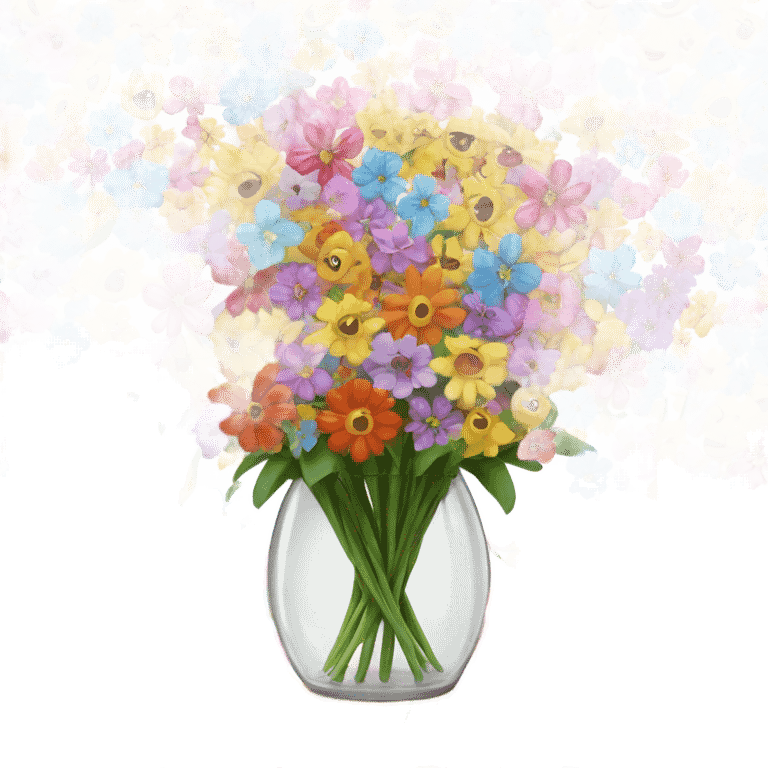 1000 colorful flowers in a clear vase emoji