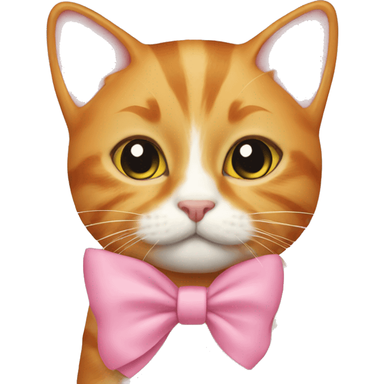 Ginger cat pink bow emoji