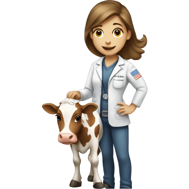 Girl vet petting cow emoji