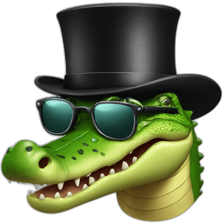 Crocodile with top hat and sunglasses and gloves emoji