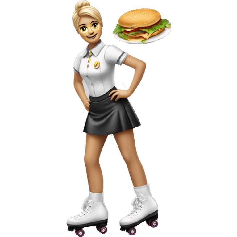 waitress on roller skates McDonald's uniform dress realistic  emoji