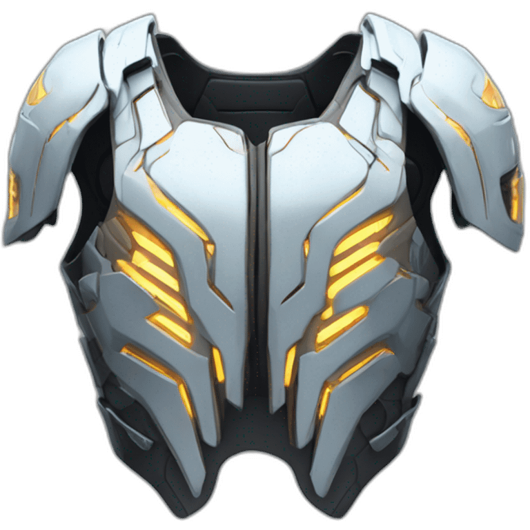 futuristic armored Omega Energy breastplate radiating omega energy emoji