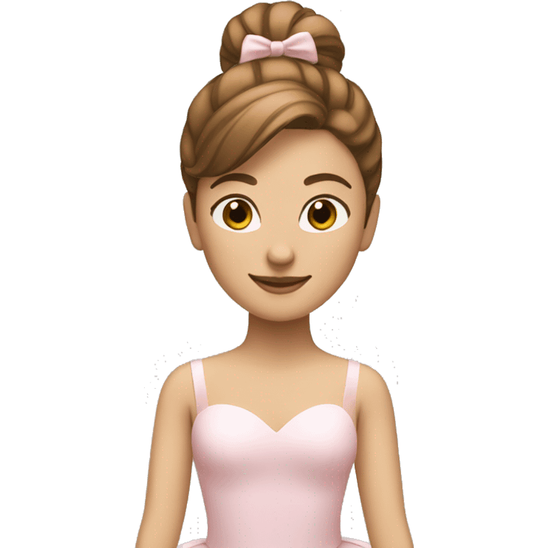 woman dancing emoji iOS light skin, brown hair up in ballerina bun emoji