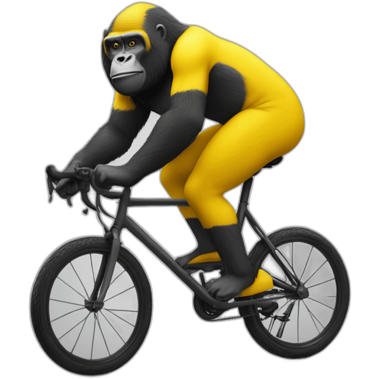 Vélo jaune avec un gorille dessus emoji