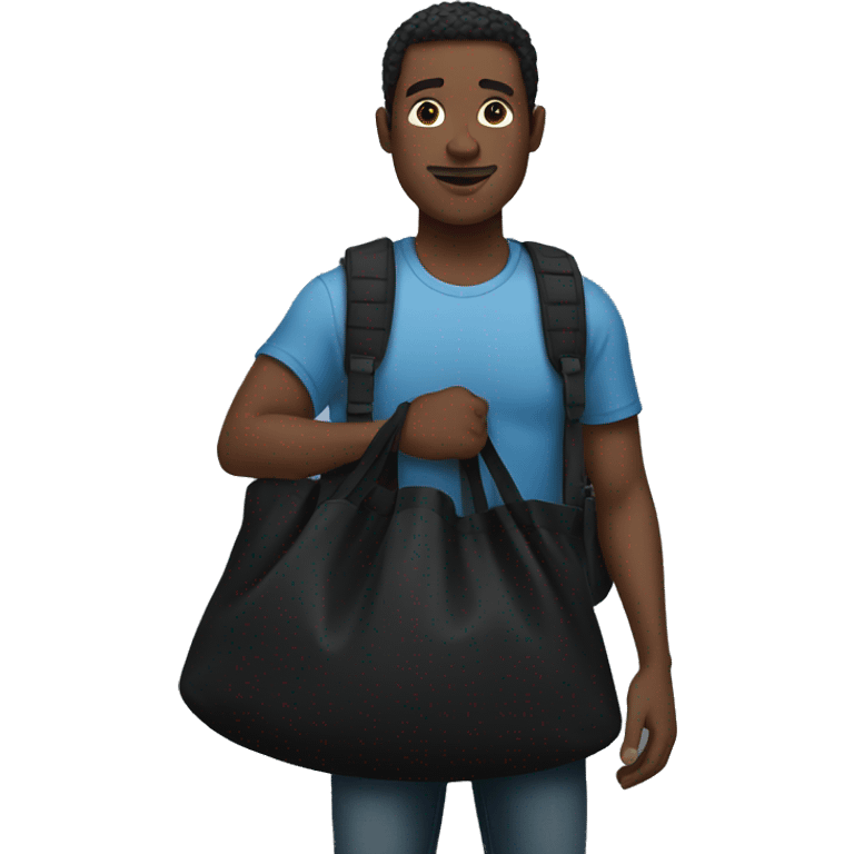 Black man holding a black bag emoji