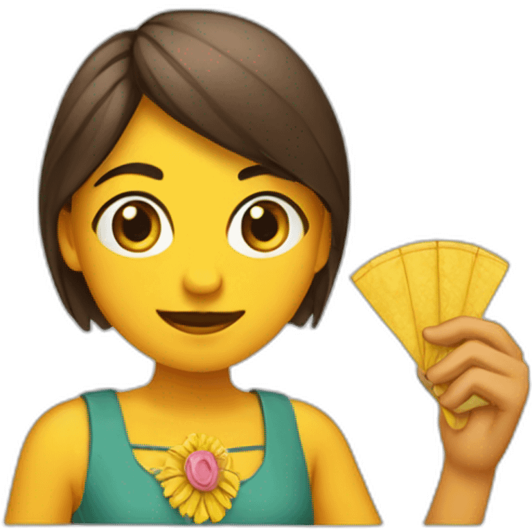 chica con abanico en la mano emoji