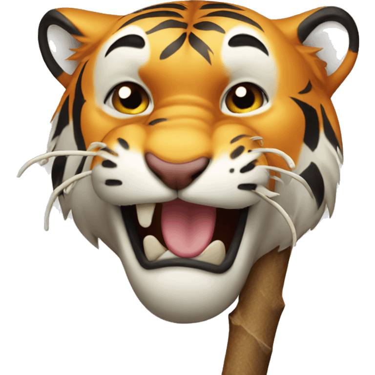 Tiger eating a stick emoji