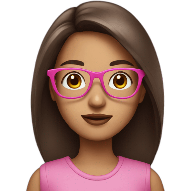 brunette girl with pink glasses emoji