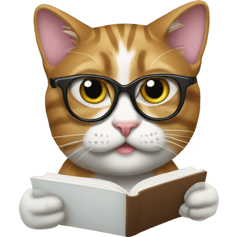 Cat with glasses studying  emoji