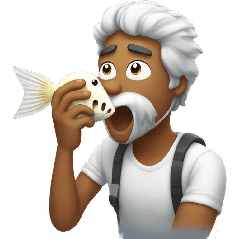 man blowing a puffle fish emoji