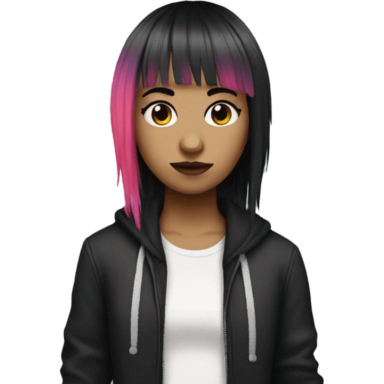 Emo girl full body with dyed bangs emoji