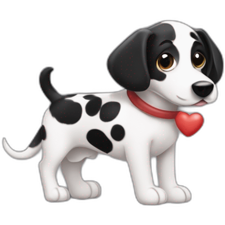 Perro salchicha mini muy tierno con pelaje negro de dalmata y un corazón  emoji