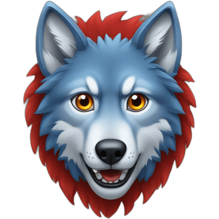 Loup garou avec un oeil bleu et un oeil rouge emoji