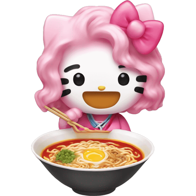 Hello kitty eating ramen emoji