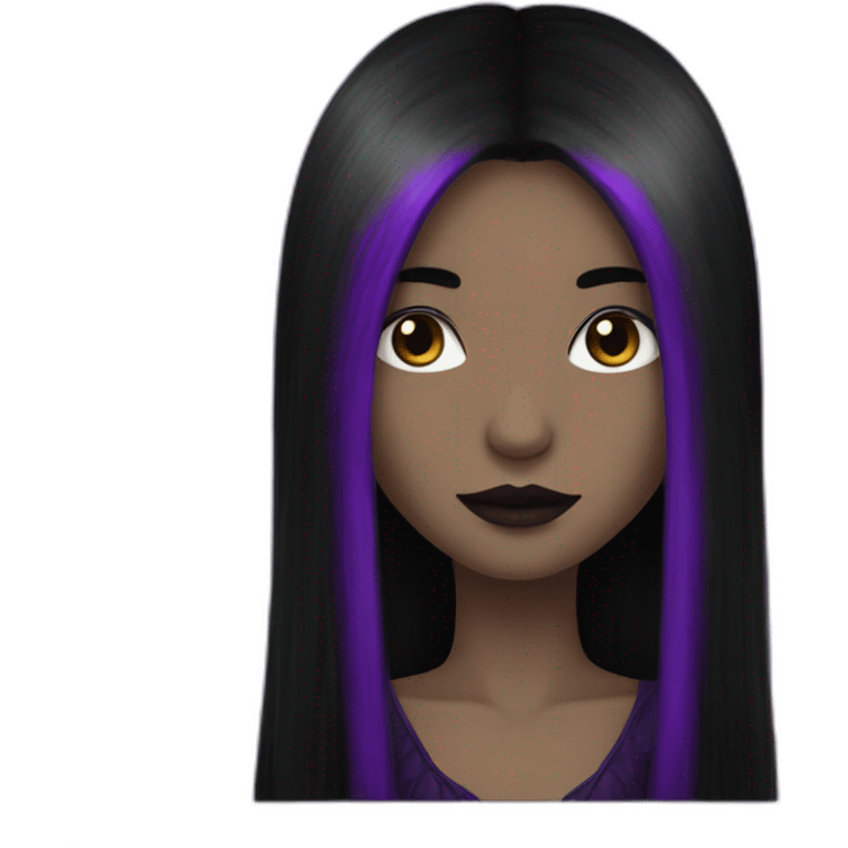 Queen gothic girl long dark black and purple hair emoji