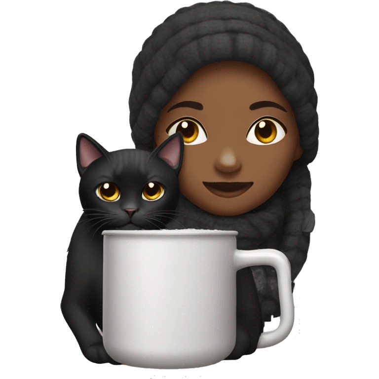 Black female cat with Stanley termos  emoji