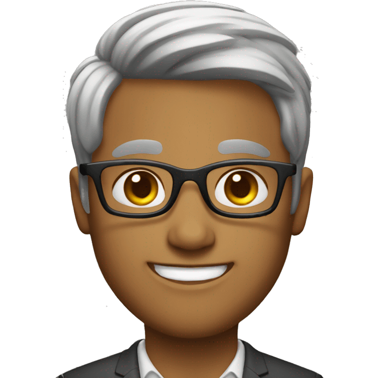 mayun,Smiling Glasses Suit Short Hair Round Face emoji