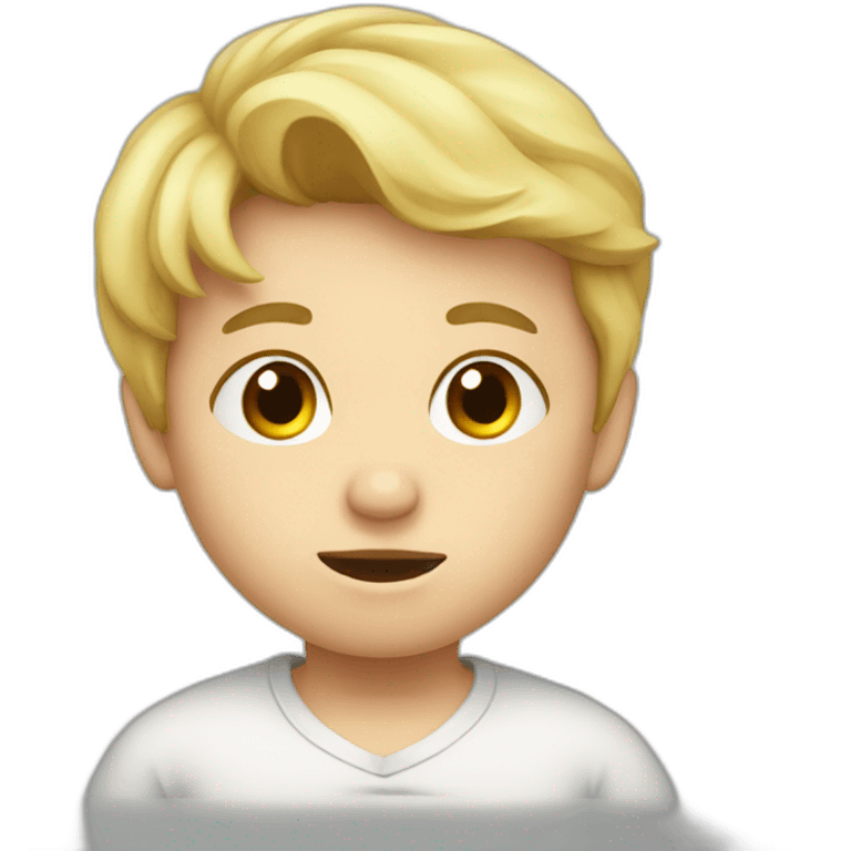 A blond toddler boy sick emoji