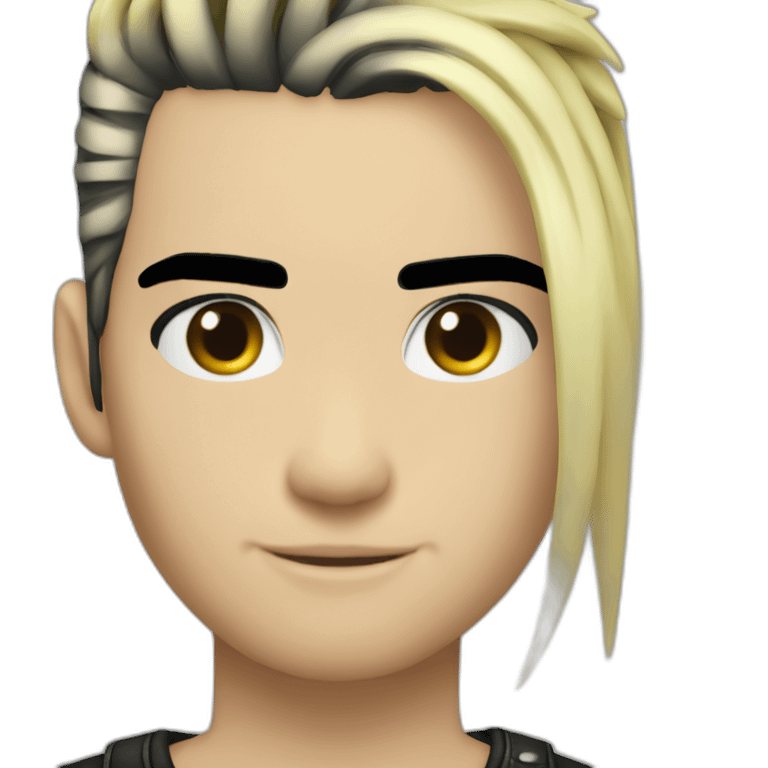 Bill Kaulitz black hair down with blonde highlights emo emoji