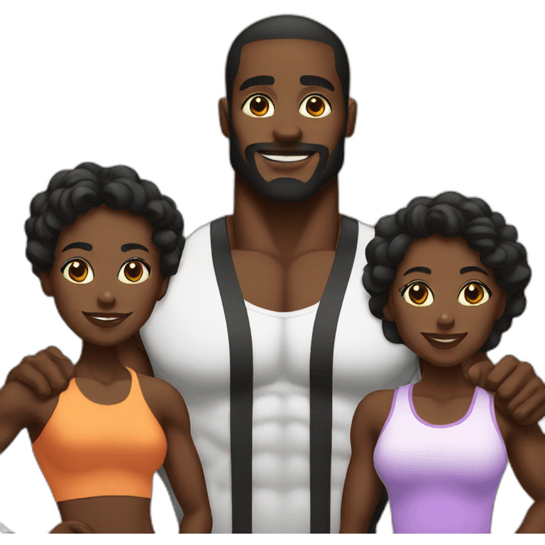 Black body builder family  emoji