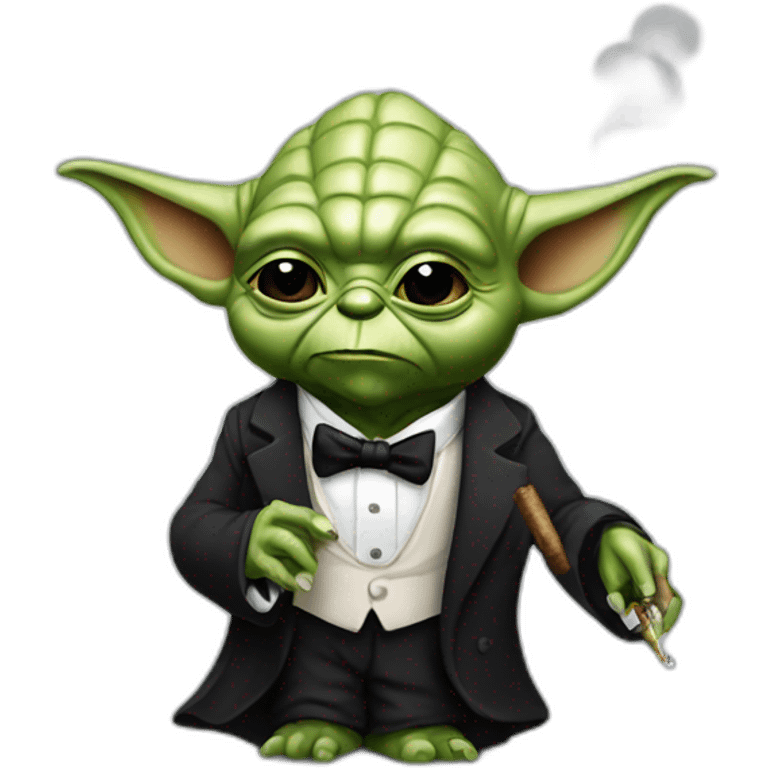 yoda in a tuxedo smoking a cigar emoji