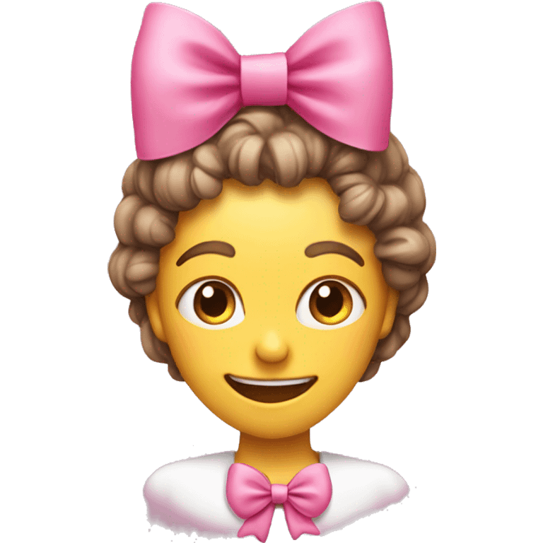 emoji with smile and with pink big bow emoji