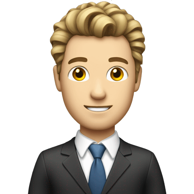 man stock trader, hair back, white skin, in suit emoji