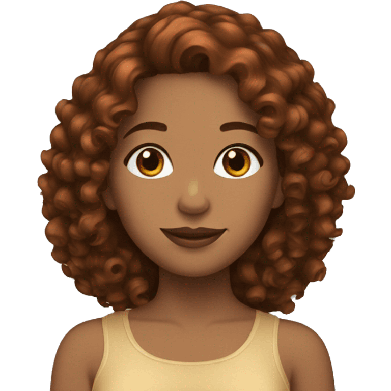 latina with brown curly hair and copper highlights  emoji