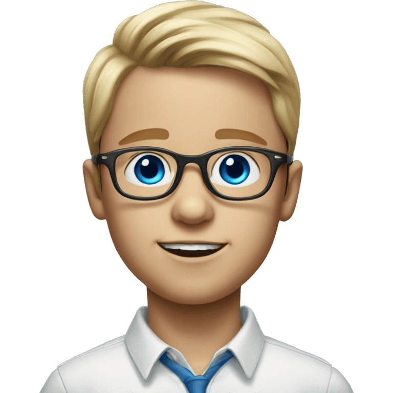 realistic portrait of boy with blue eyes wearing glasses emoji