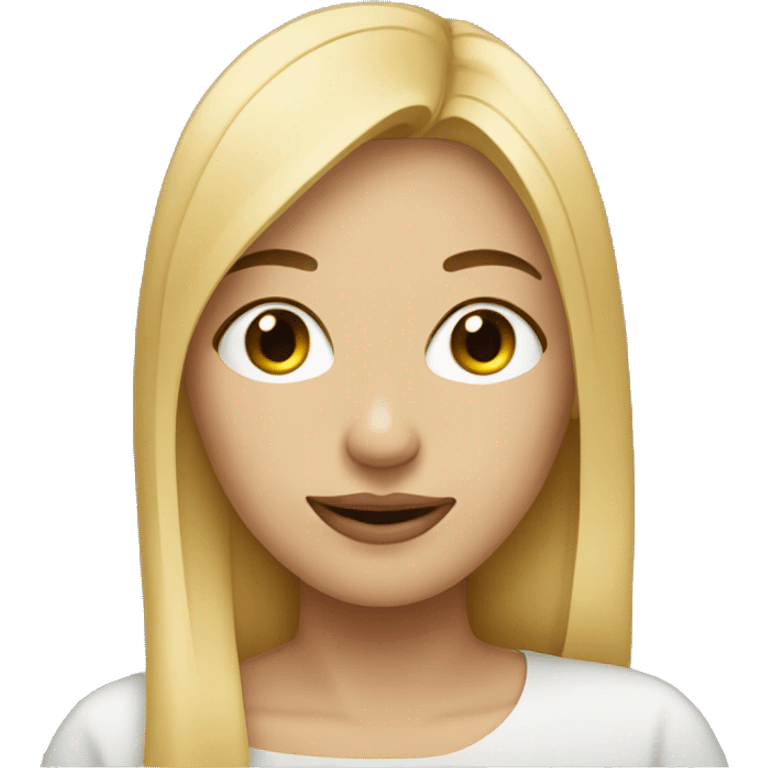 blonde woman with straight hair with her finger horizontal under her nose  emoji