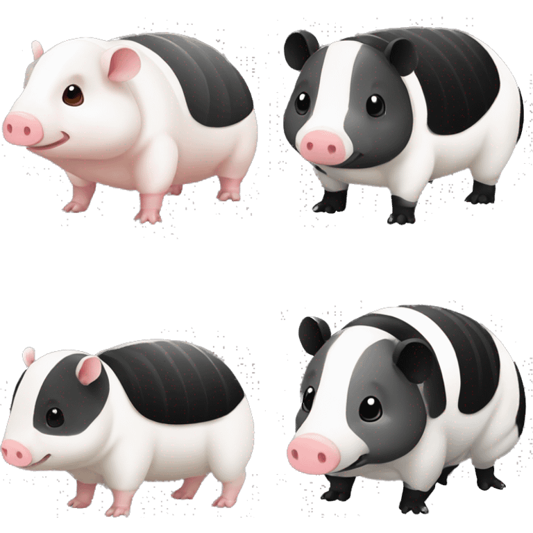 Black and white piebald chubby armadillo pig panda centipede armadillo  emoji