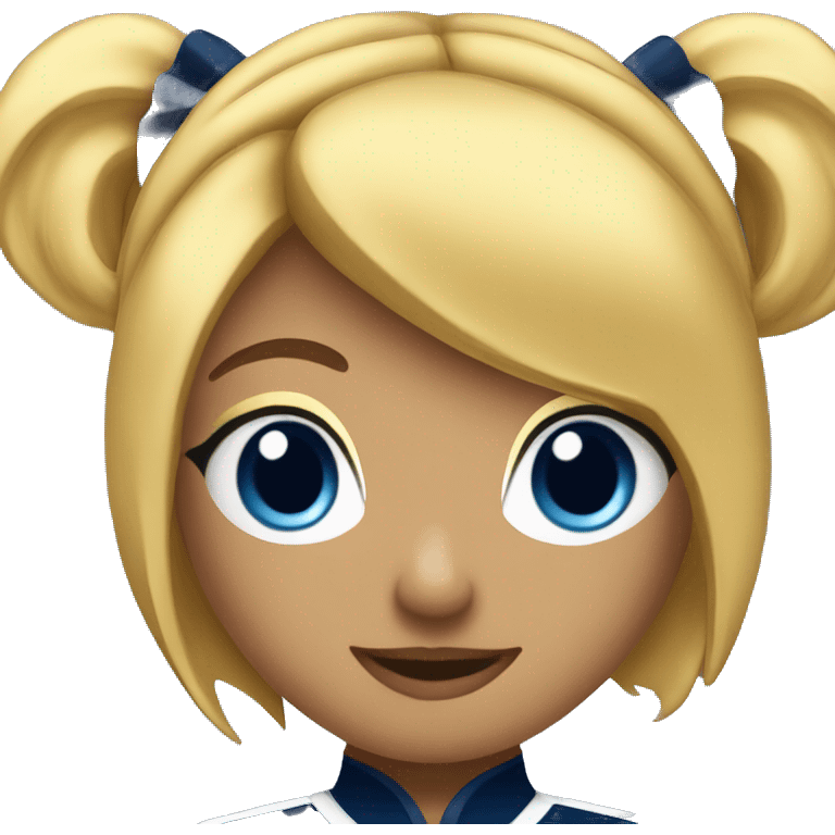 Cheerleader with a placid blue navy blue and gold uniform on  emoji