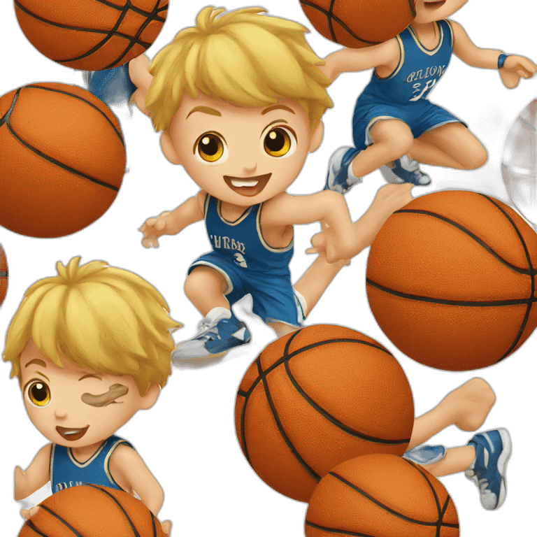 Little boy playing basketball emoji