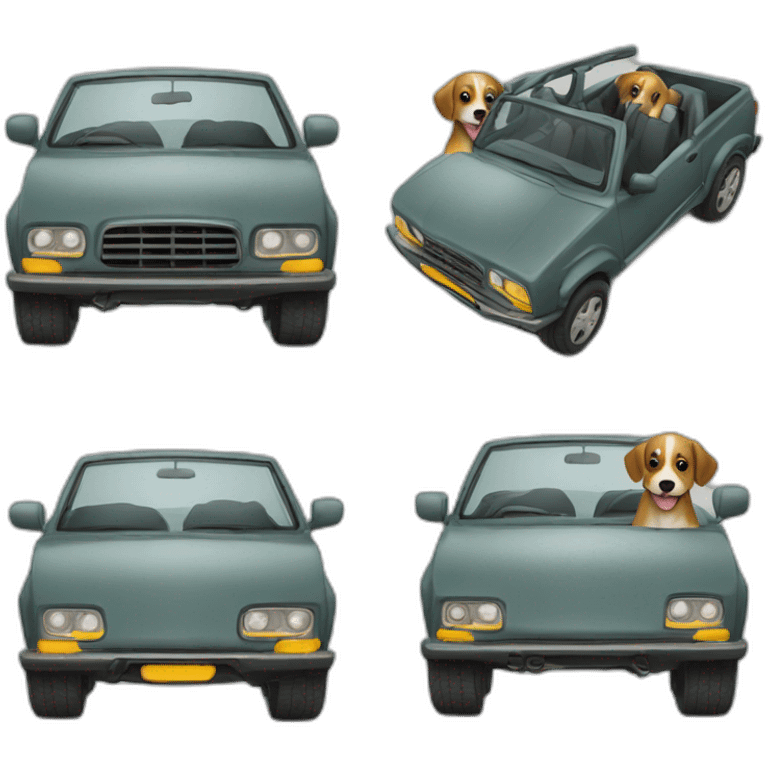 Chien sur voiture emoji