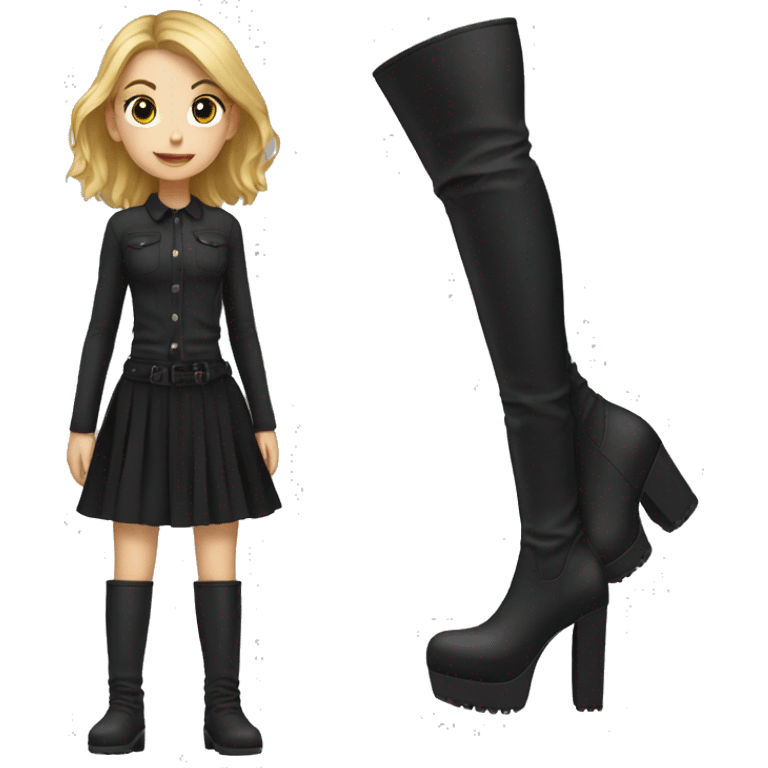 girl wearing tall platform black boots emoji