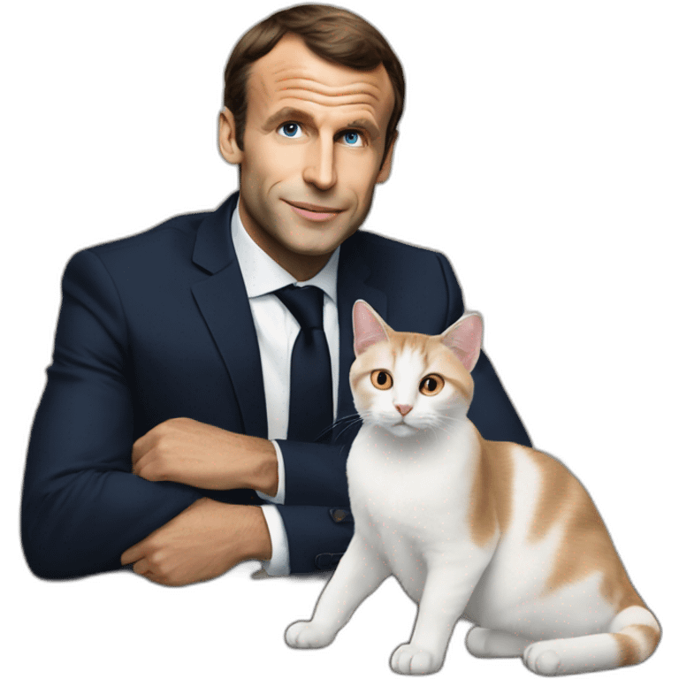 Macron avec un chat emoji