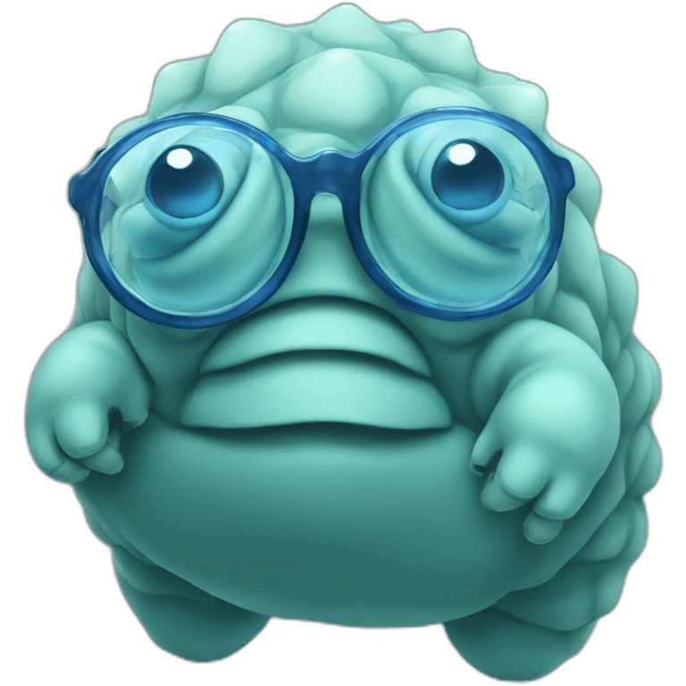 blue tardigrade happy with glasses emoji