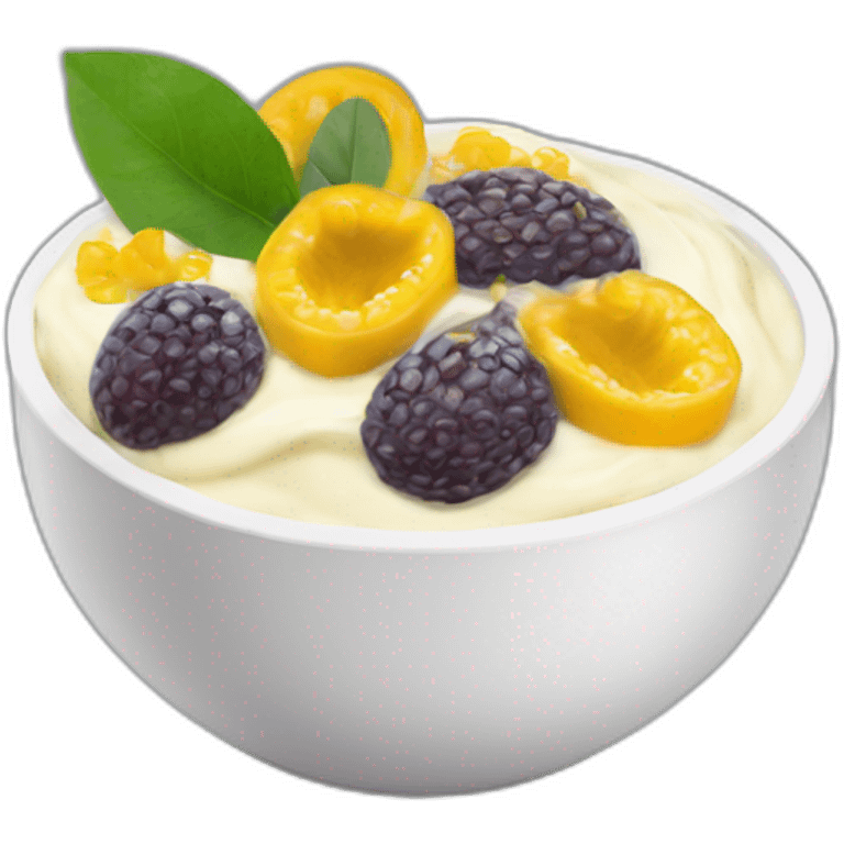 yoghurt bowl with passionfruit on top emoji