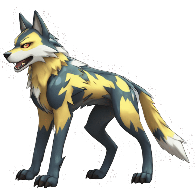 Shiny Edgy Colorful Digimon-Fakemon-Wolf with edgy markings full body emoji