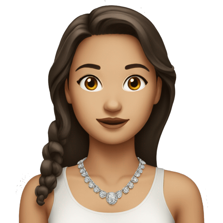 brunette girl with necklace emoji