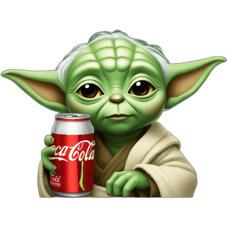 Bebe yoda drinking coca cola emoji