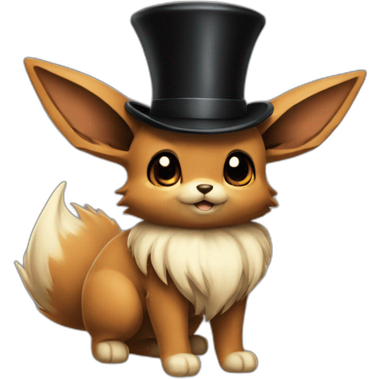 Eevee with a black top hat emoji