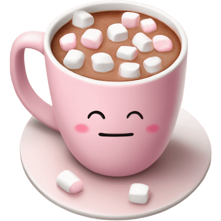 Light Pink mug of hot chocolate with marshmallows  emoji