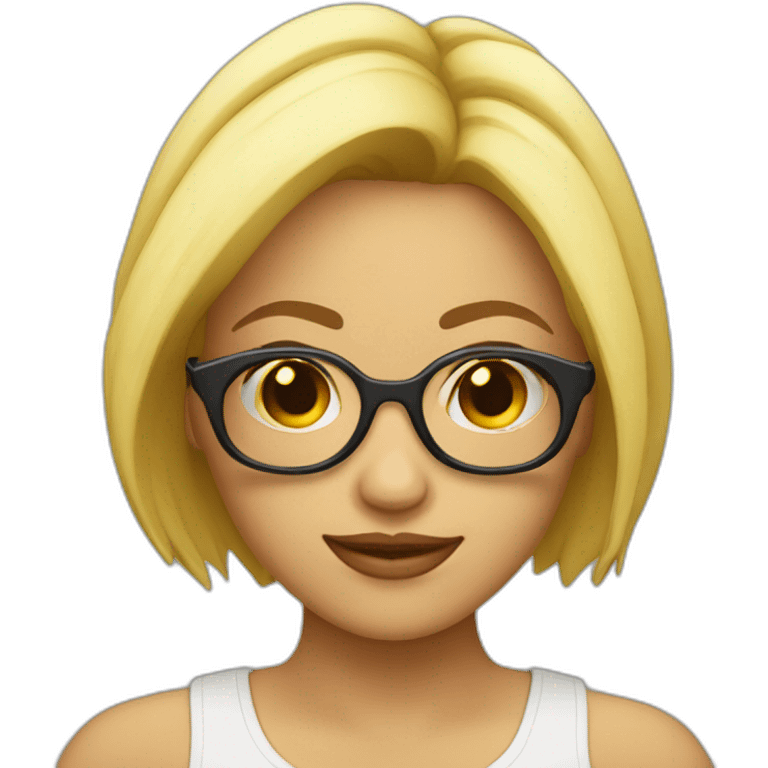 Chica rubia con gafas emoji