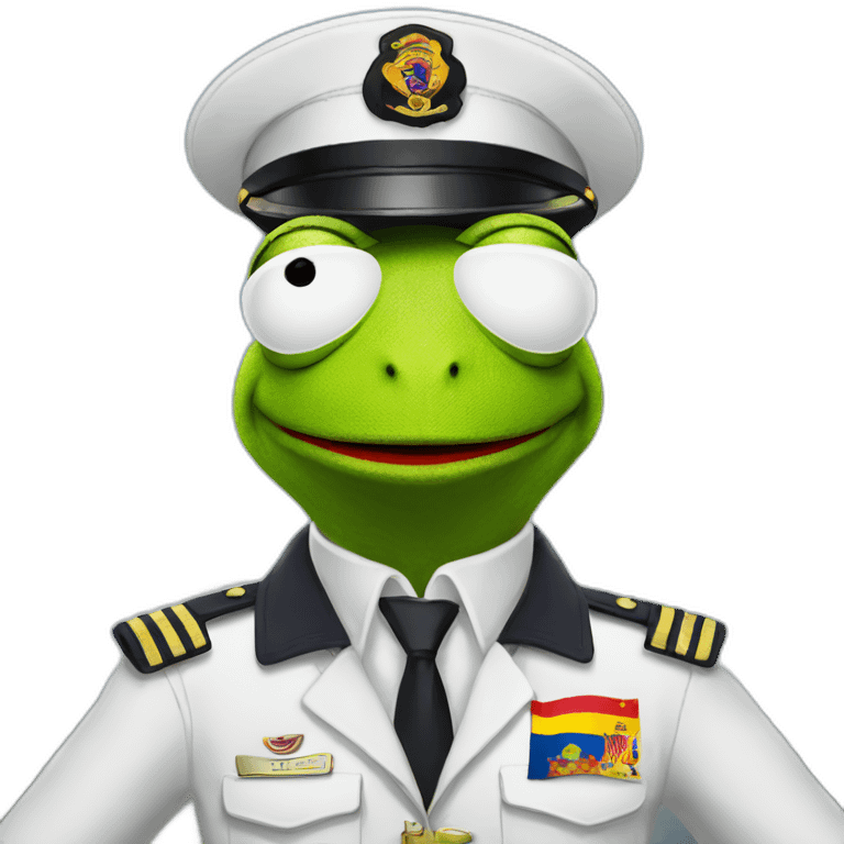 kermit as airline pilot with spanish flag in the background emoji