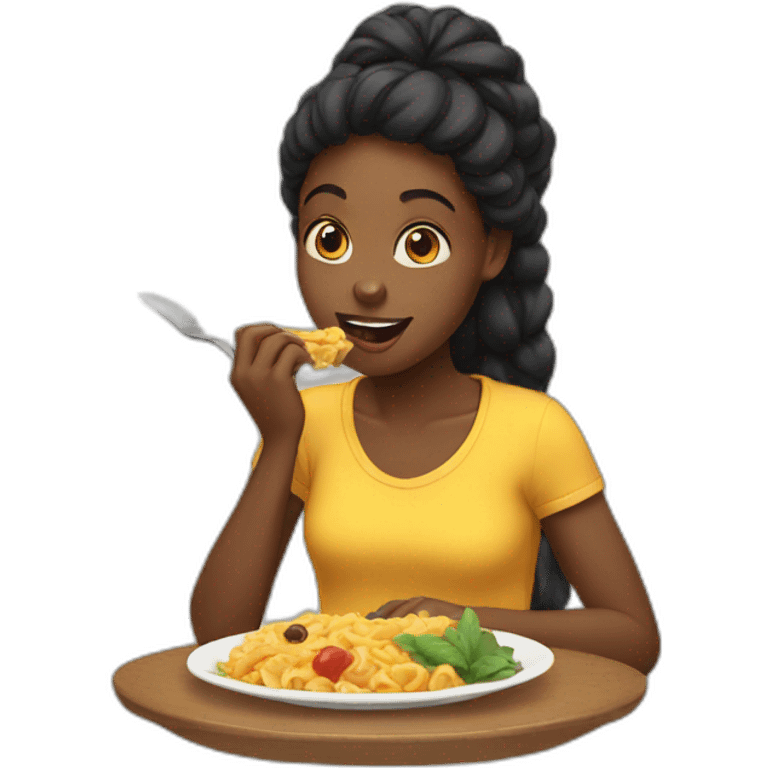 Black girl eating emoji