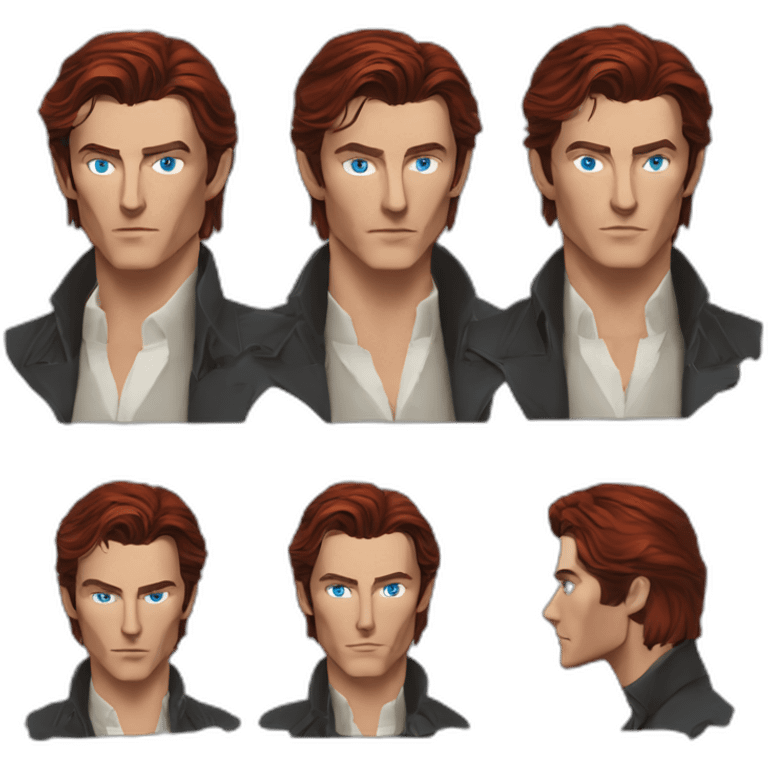 Alain delon cyberpunk detective blue eyes red hair emoji